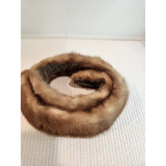 Vintage Real Mink Fur Stole Collar Scarf 39” Golden‎ Brown Soft Satin Lining - Picture 5 of 5